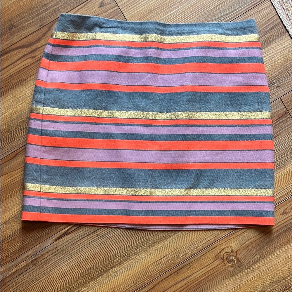 Striped Multicolor J Crew Mini Skirt - Lilac, Orange & Denim